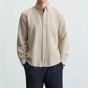 2/60$ Men’s ZARA COTTON - LINEN blend buttoned SHIRT size small
